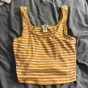 Yellow & White Crop Top